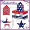 5 Pcs 4th of July Tiered Tray Decor Patriotic Table Decor Memorial Day Decorations Wooden Star Sign God Bless America Faux Book Bundle for Independence Labor Day Home Tabletop Bookshelf